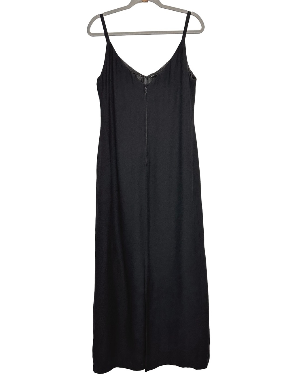 Custom Made Black Slip Maxi Dress Built In Bra Goth Minimalist - Picture 3 of 8